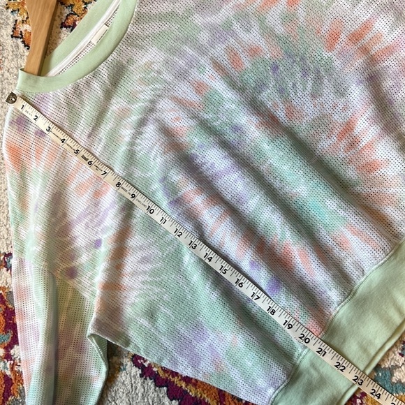 PINK VICTORIA SECRETS Tie Dye Mesh Slouchy Over-sized Crew Top - MEDIUM - Picture 9 of 10